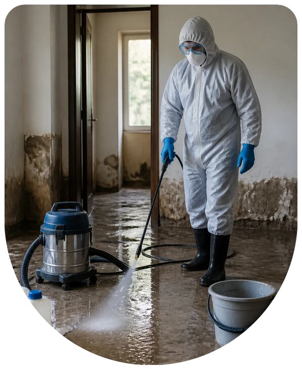 Профессиональная дезинфекция помещений после затопления в Ейске